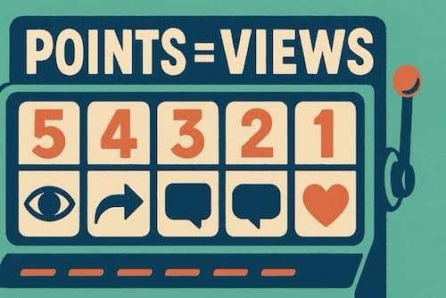 TikTok Point System - Retro scoreboard showing engagement values
