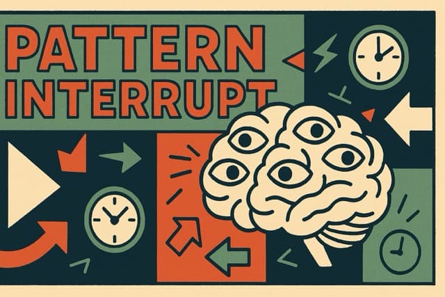 Pattern Interrupt - Retro illustration with brain and multiple eyes
